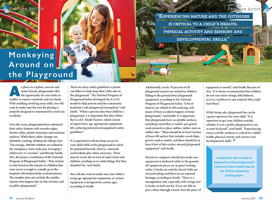 Interior spread for the Around the Block digital newsletter.