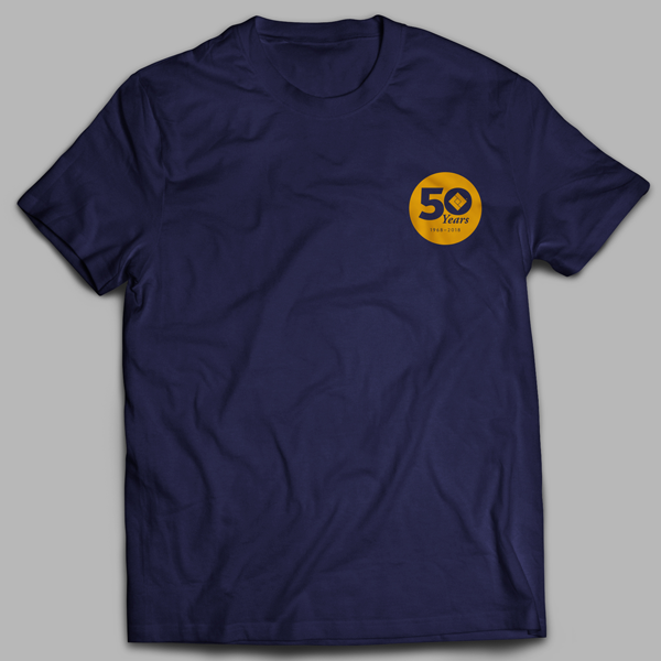 The 50th anniversary shirt swag, seen from the front.