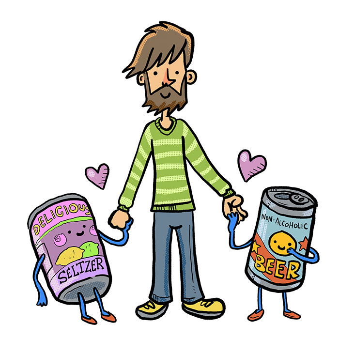 Illustration for a non-alcoholic drink koozie.