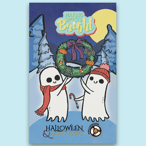 One of the three examples of a holiday card design/illustration.