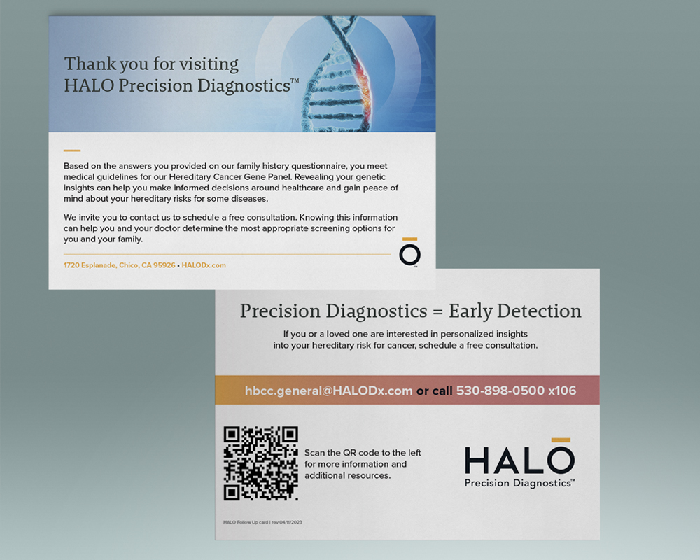Front and back of the two-sided patient followup card.